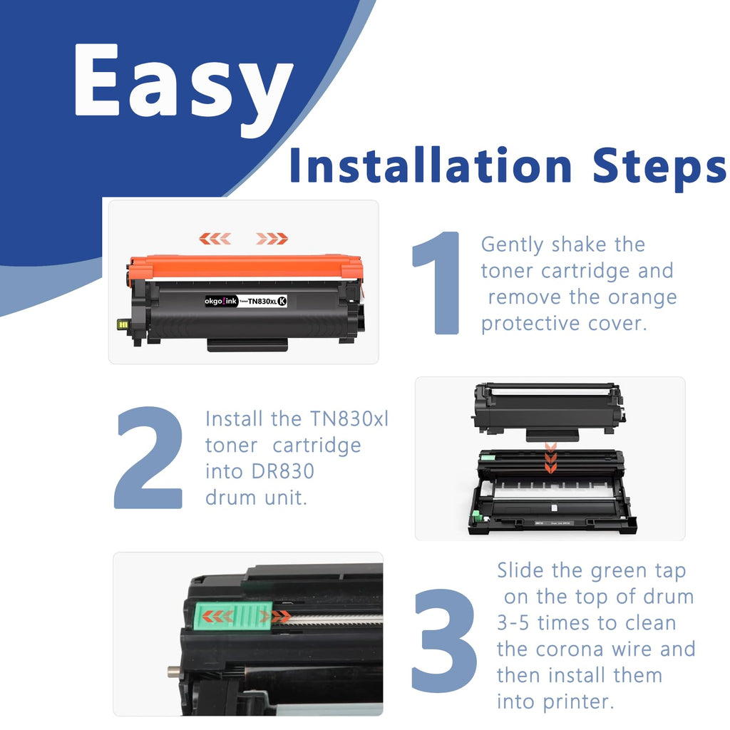 TN830XL TN830 Toner Cartridge Compatible Replacement for Brother 830 Toner