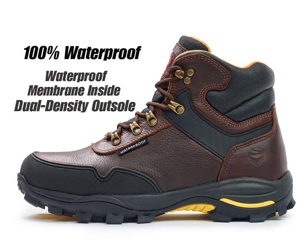 Men's 6 Inch Soft/Steel Toe Waterproof leather Work Boots