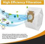 Replacement for Kirby 204814 Micron Magic HEPA Filter Plus Bags, 6, White Vacuum Bags With 3 Belts Replace Parts 301291