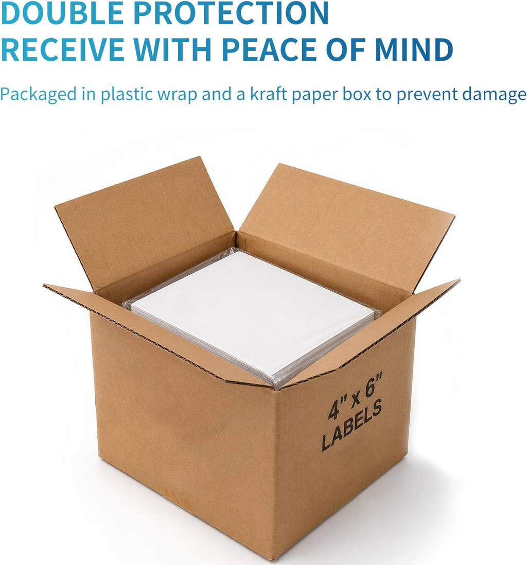 Fanfold 4 x 6 Direct Thermal Labels White Perforated Shipping Labels, 500pcs per Stack,1 Stack