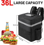 Insulated Food Delivery Backpack, 2 Cup Holders, Hot & Cold, Black