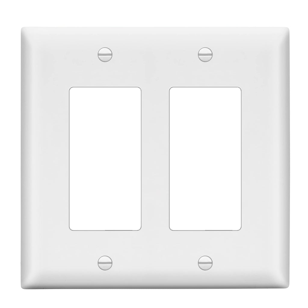 LIDER Double Decorator Switch Cover, 2 Gang Outlet Wall Plate, Matte White