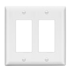 LIDER Double Decorator Switch Cover, 2 Gang Outlet Wall Plate, Matte White
