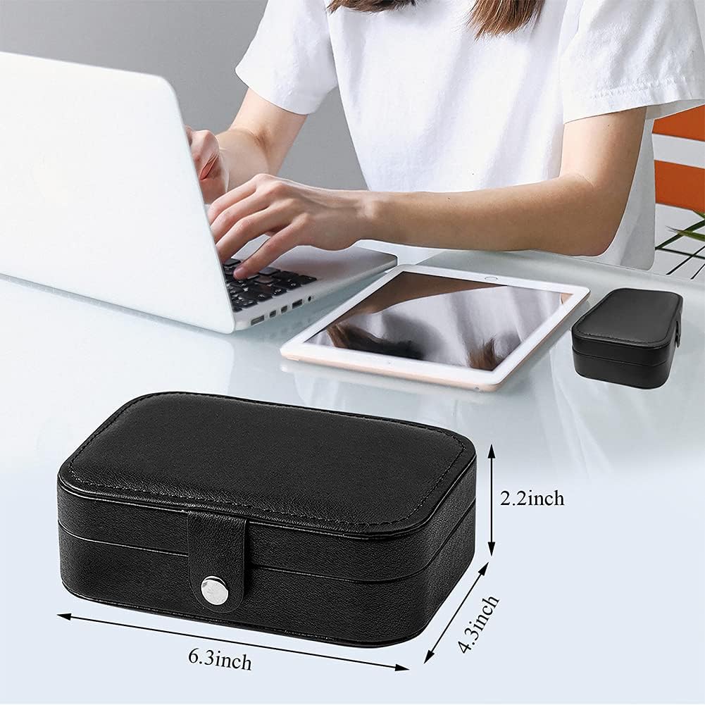 Travel Jewelry Box, PU Leather Small Jewelry Organizer for Women Girls, Double Layer Portable Mini Travel Case