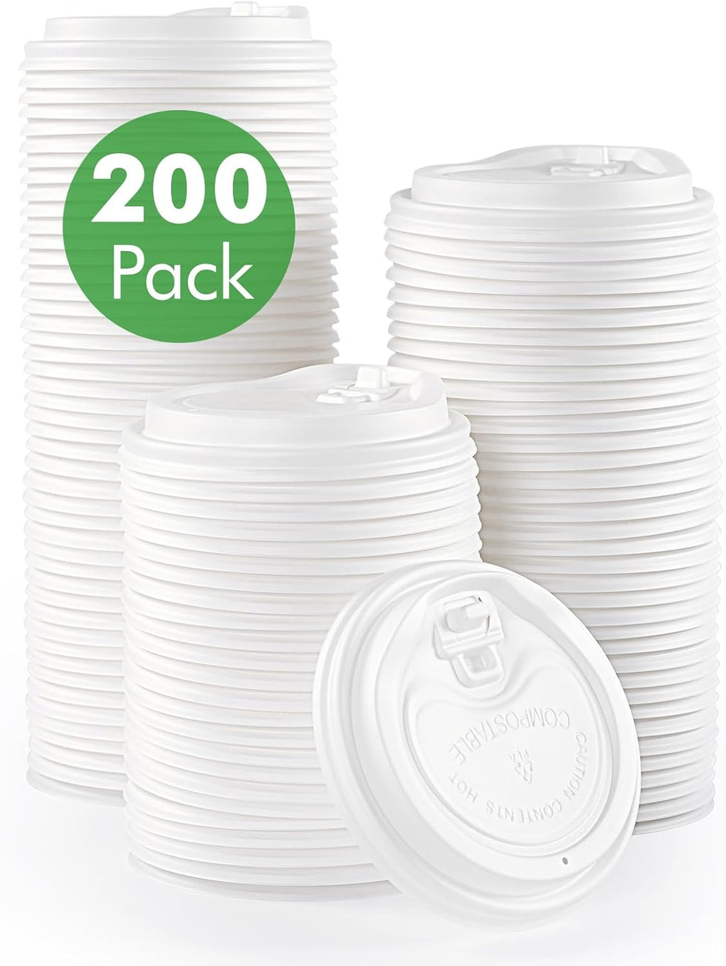 Compostable Coffee Cup Lids 200 Count, 3.54 inch CPLA Cup Lid