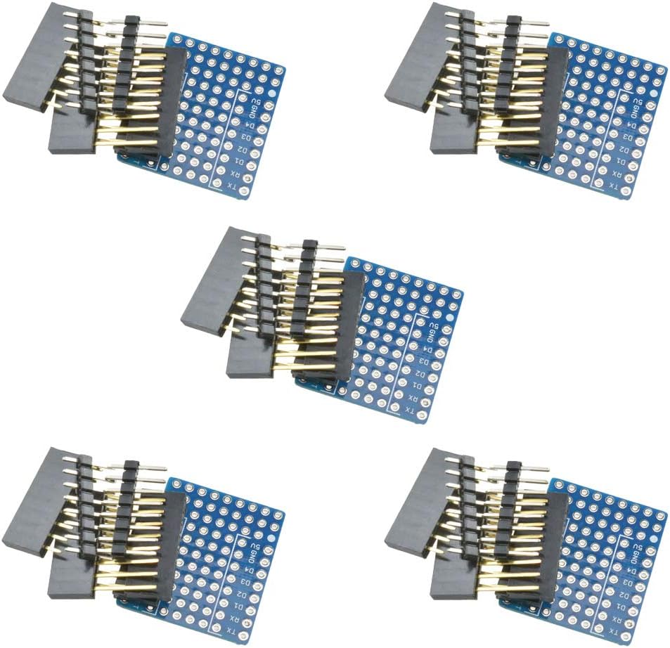 Ximimark 5Sets WeMos D1 Mini Prototype Board XD-08 ProtoBoard Shield Double Sided Perf Board for Arduino