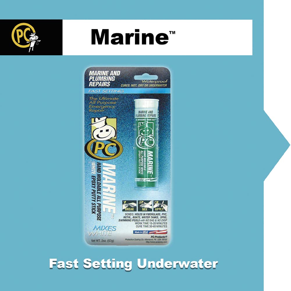 PC Products PC-Marine Epoxy Putty, 2oz Stick, White (25567) (Pack of 1)