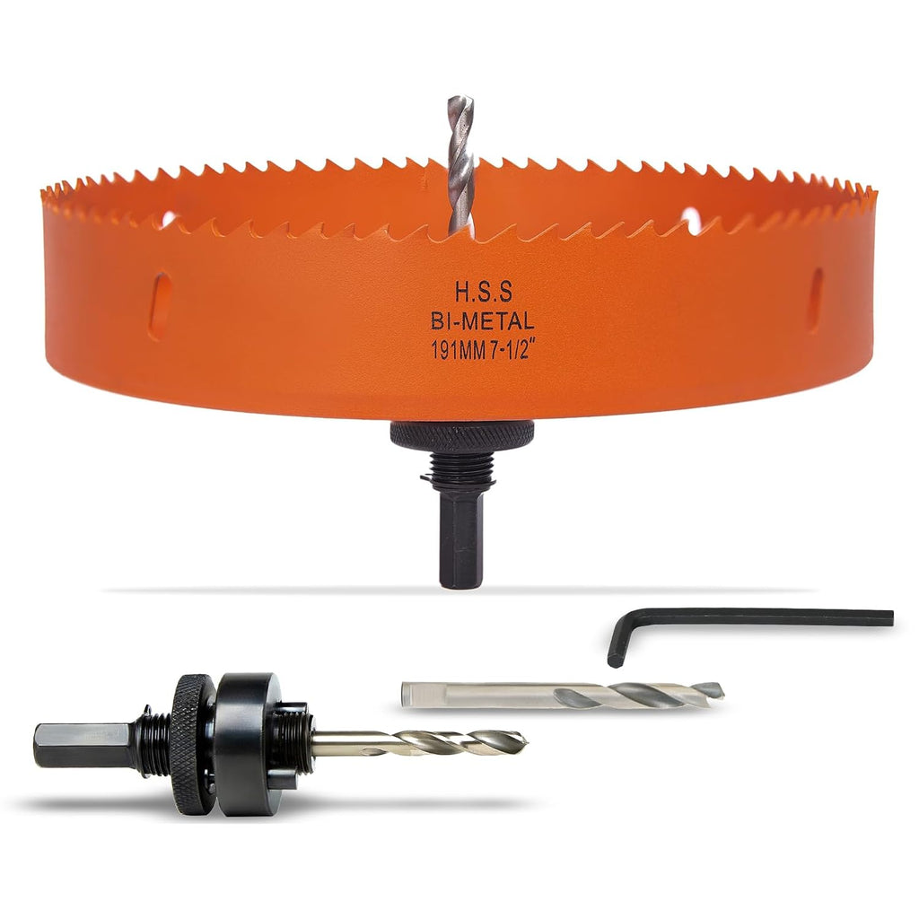 7-1/2 inch Hole Saw for Wood, Metal, Plastic & Drywall, with Arbor