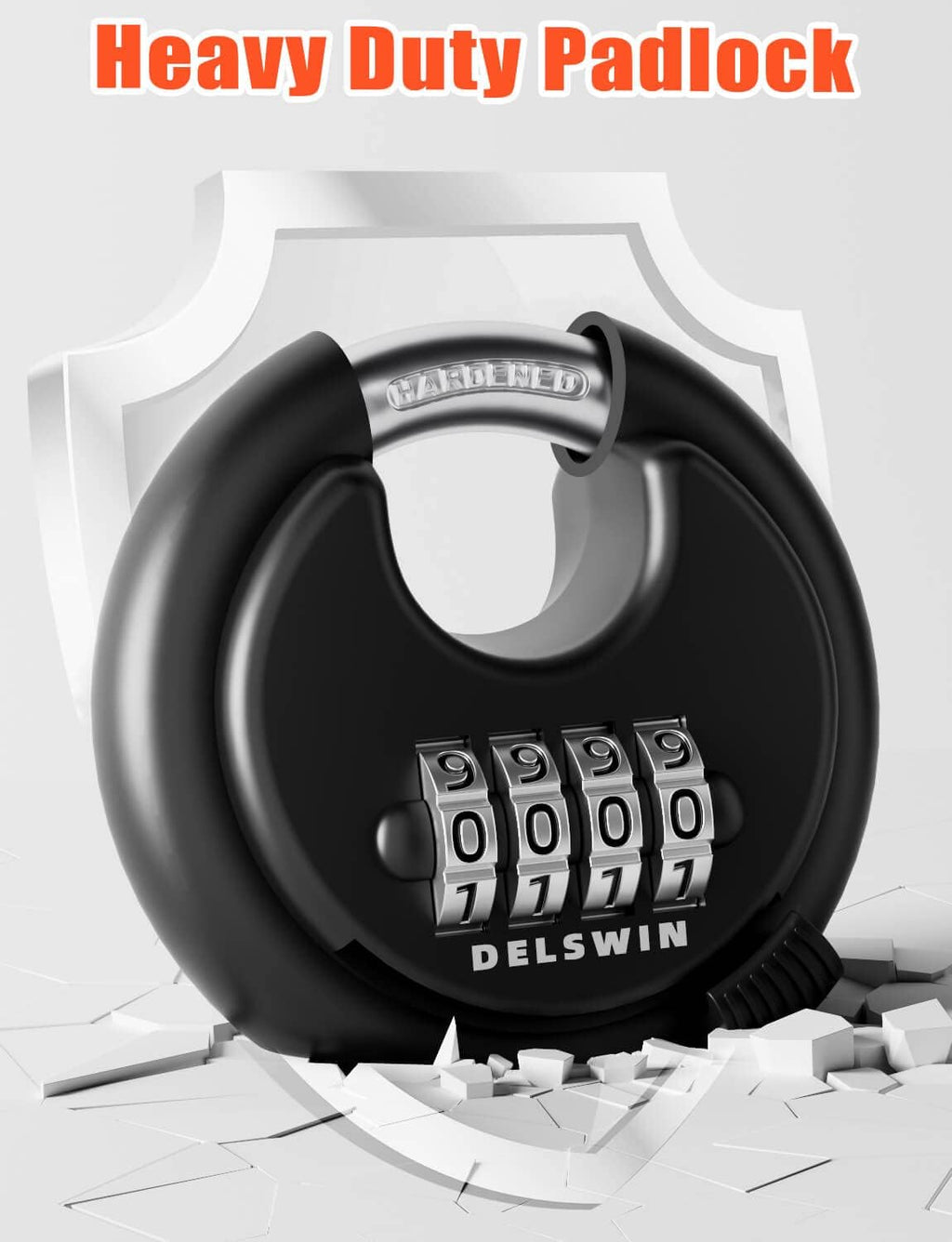 4-Digit Disc Combination Lock Outdoor - Heavy Duty Combination Padlocks with Hardened Steel Shackle Weatherproof