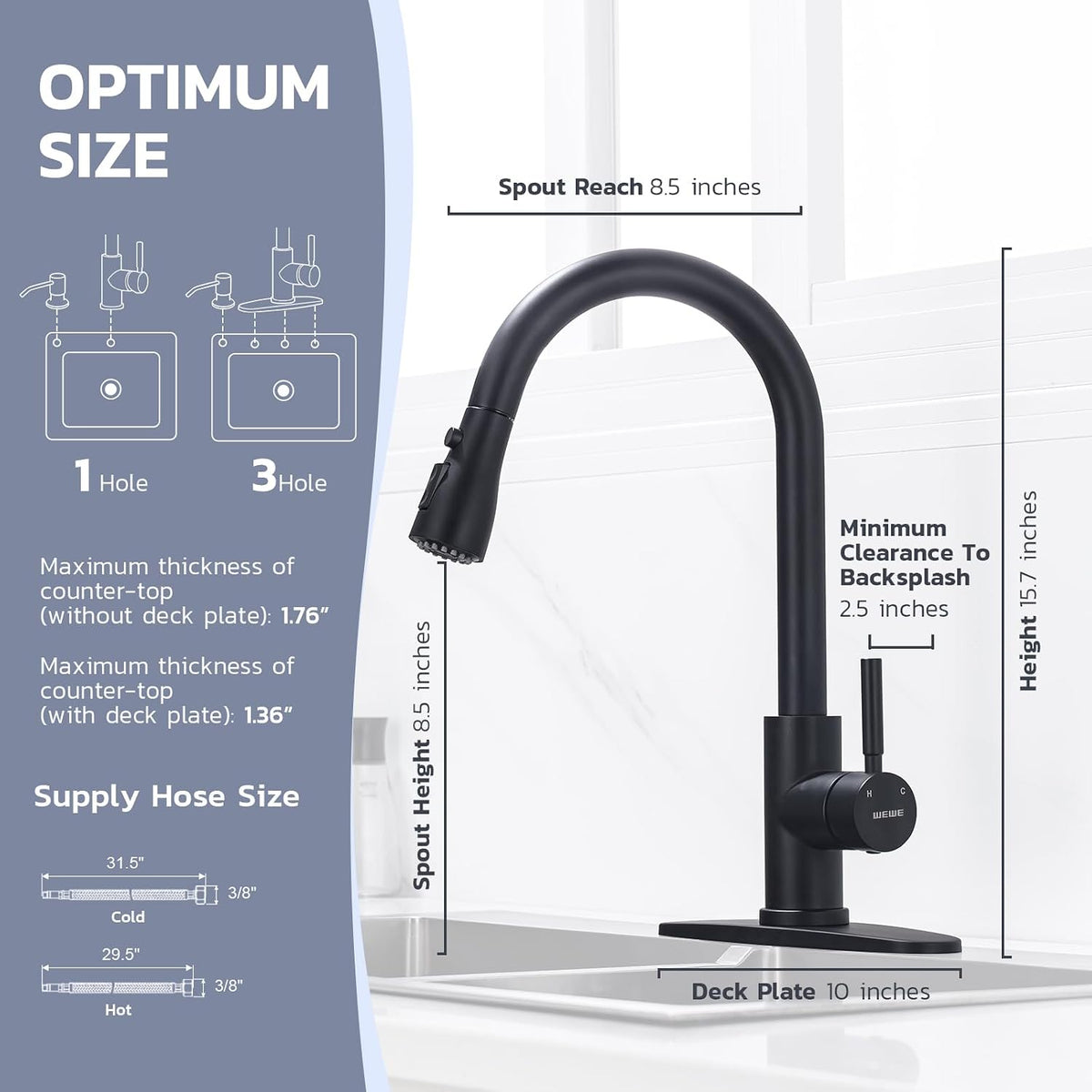 Kitchen Faucet with Soap Dispenser Set, Pull-Down, Matte Black