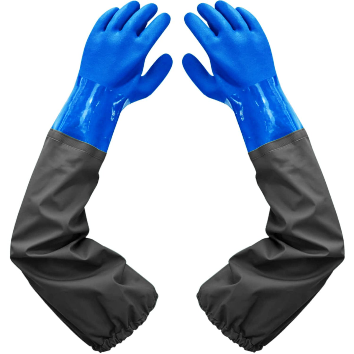 25" Long Rubber Gloves for Waterproof Pond Gloves for Cleaning -Large