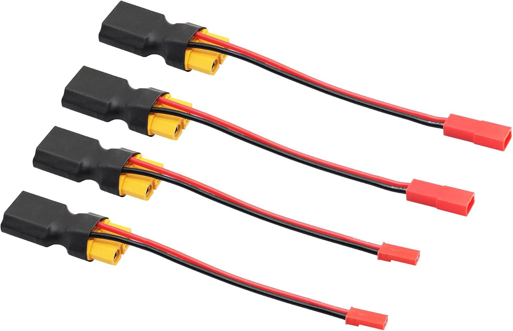 2Pair XT60 Connector Adapter with JST Plug 3", 20AWG Cable Gold Plated Plug
