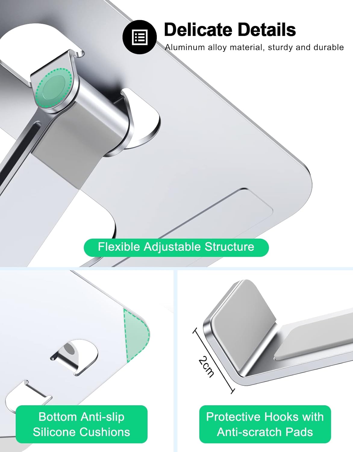 Foldable Aluminum Alloy Laptop Stand for Desk, Height Adjustable Ergonomic Computer Stand for Laptop, Portable Laptop