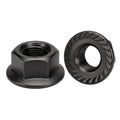M10 (10 Pack) Flange Nuts Serrated Flange Hex Lock Nuts, Black Oxide Stainless Steel 18-8 (304), Bright Finish