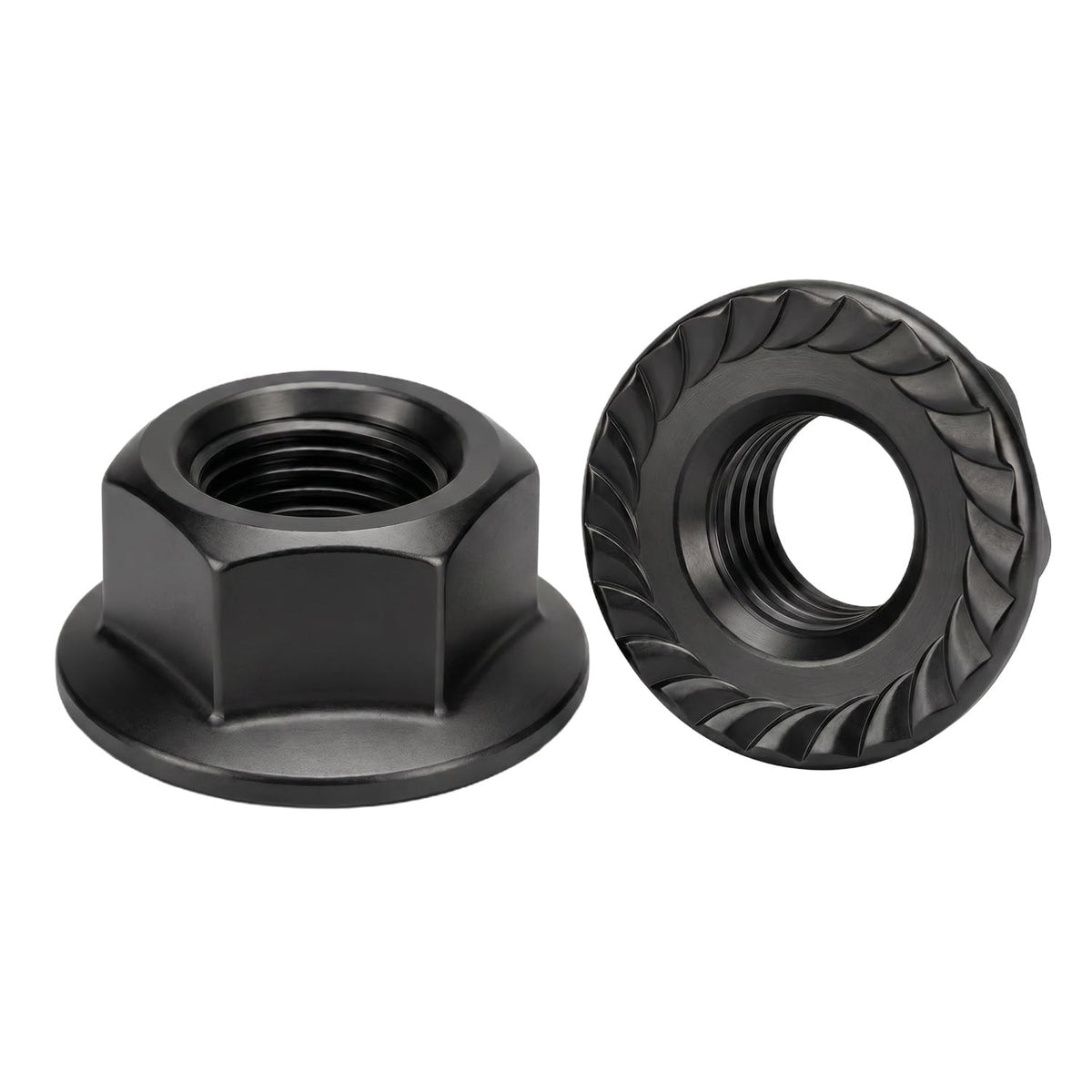 M10 (10 Pack) Flange Nuts Serrated Flange Hex Lock Nuts, Black Oxide Stainless Steel 18-8 (304), Bright Finish