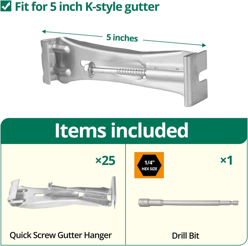 25Pack 5in Gutter Hangers with Pre-Inserted Screw BR05