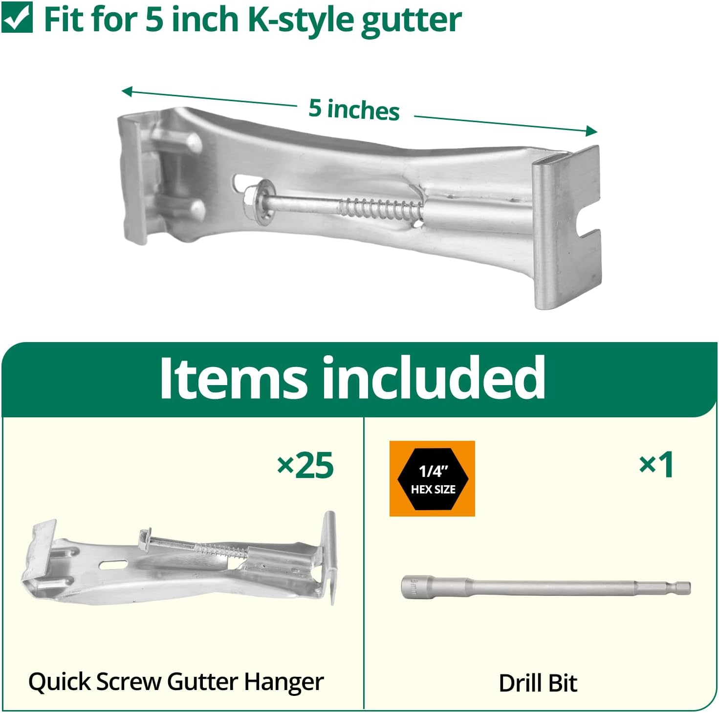 25Pack 5in Gutter Hangers with Pre-Inserted Screw BR05