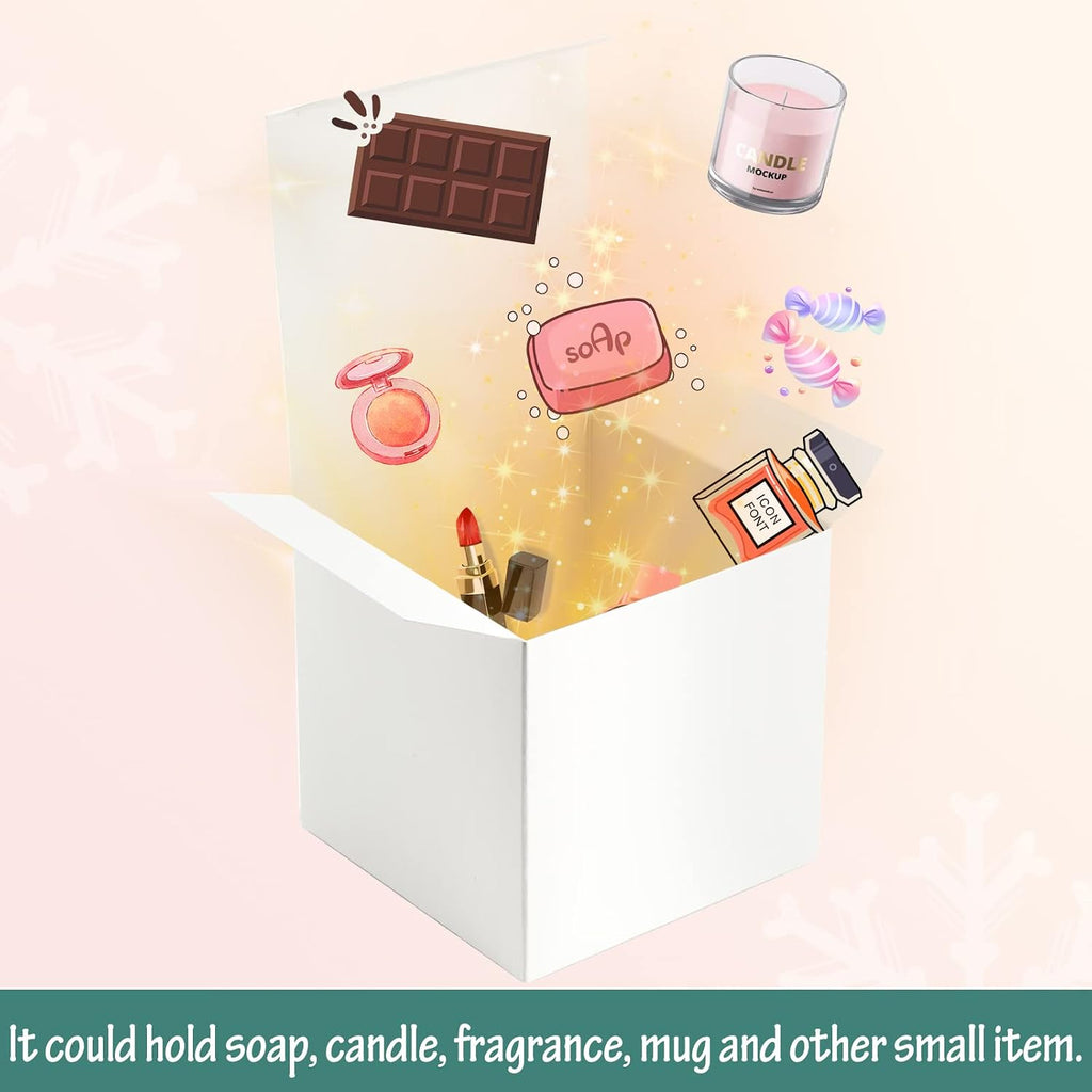3x3x3 White Cube Gift Boxes - 50pcs Recycled Paper Boxes with Lids for Gifts, Crafting, Cupcake & Party Favors