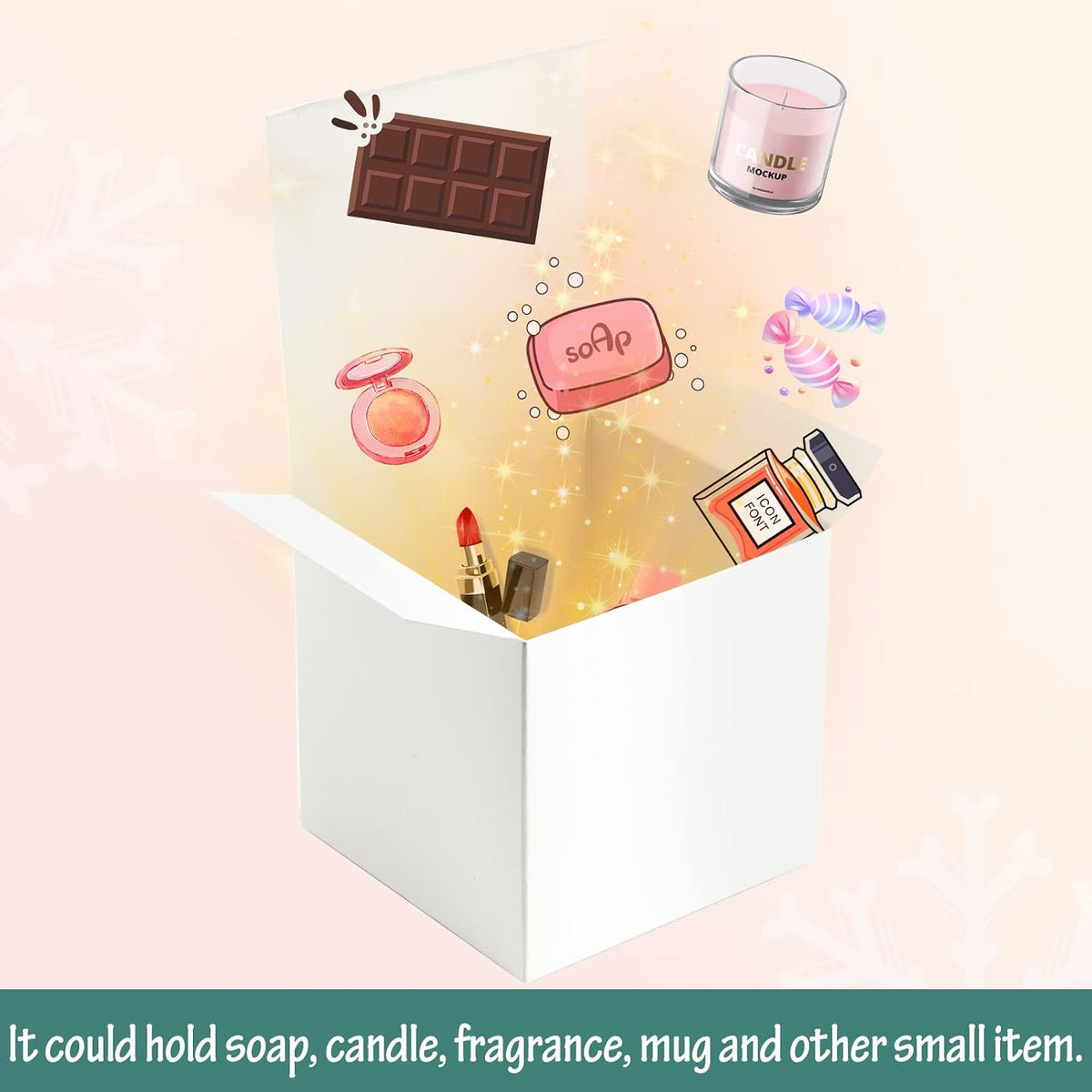 3x3x3 White Cube Gift Boxes - 50pcs Recycled Paper Boxes with Lids for Gifts, Crafting, Cupcake & Party Favors