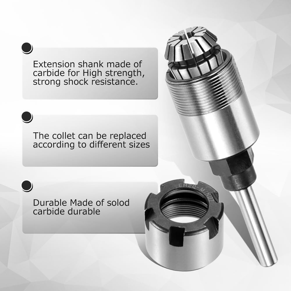 Yetaha ER20 Collet Extension Chuck Converter 1/4" Shank