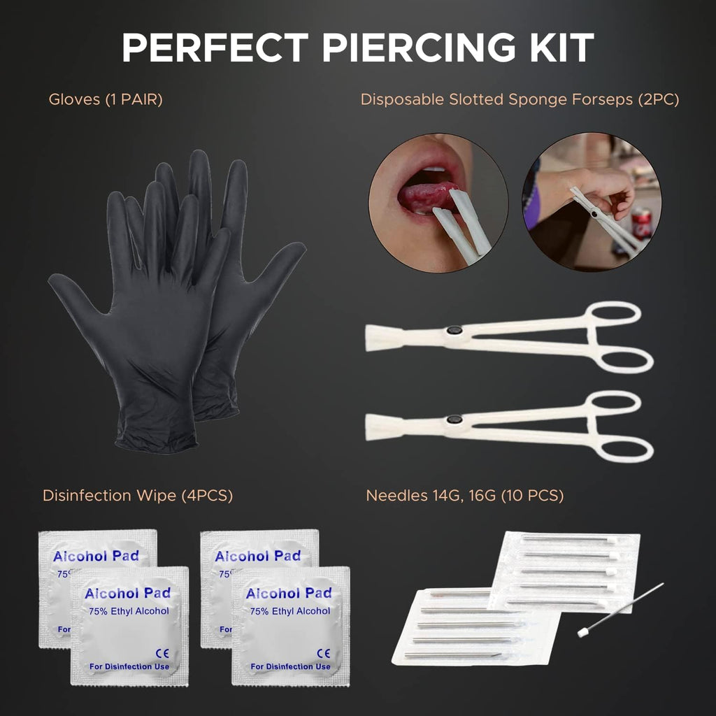156PC Body Piercing Kit - Needles 14G 16G 18G 20G Random Jewelry