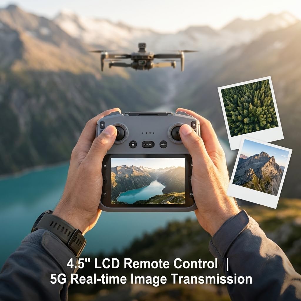 V168 Pro MAX GPS Drones with Camera for Adults 4K, RC Drone with 4.5" HD Screen on Controller, 60 Mins Flight, Long