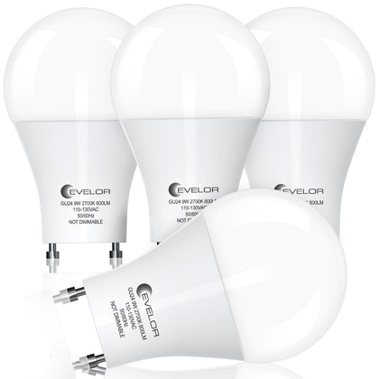 GU24 LED Light Bulbs,60 Watt Equivalent,Soft White 2700K,4-Pack