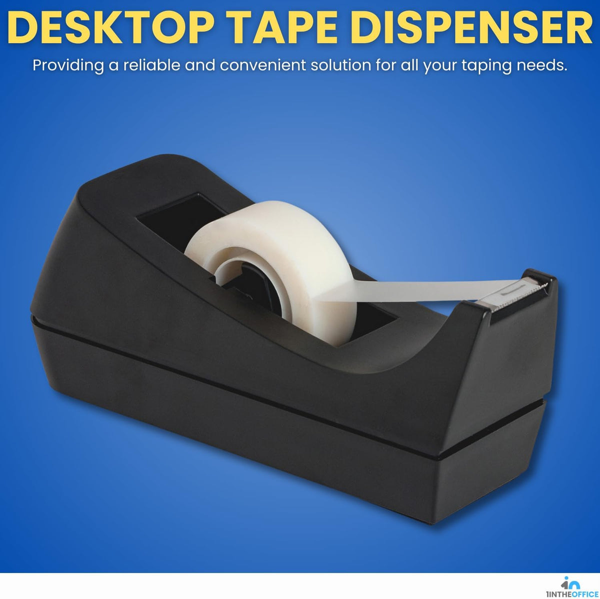 Tape Dispenser Desk, Weighted Nonskid Base, 1 Inch Core, Black, 3 Pack