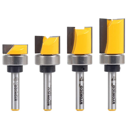 Flush Trim Router Bit Set 4 Bit 3/4-Inch Diameter 1/4-Inch Shank 14425q