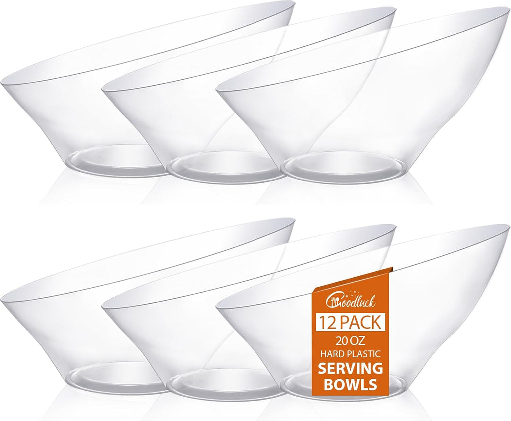 12 Pack Clear Plastic Serving Bowls for Party - 20 OZ