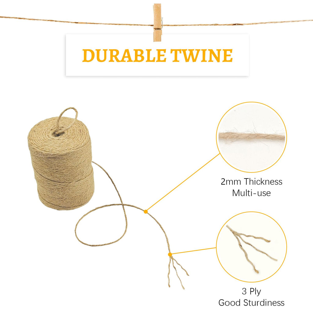 Twine String 600 Feet Long, Jute Rope for Crafts, Hemp Twine Wrapping, Packing Gardening, Crochet Knitting Macrame
