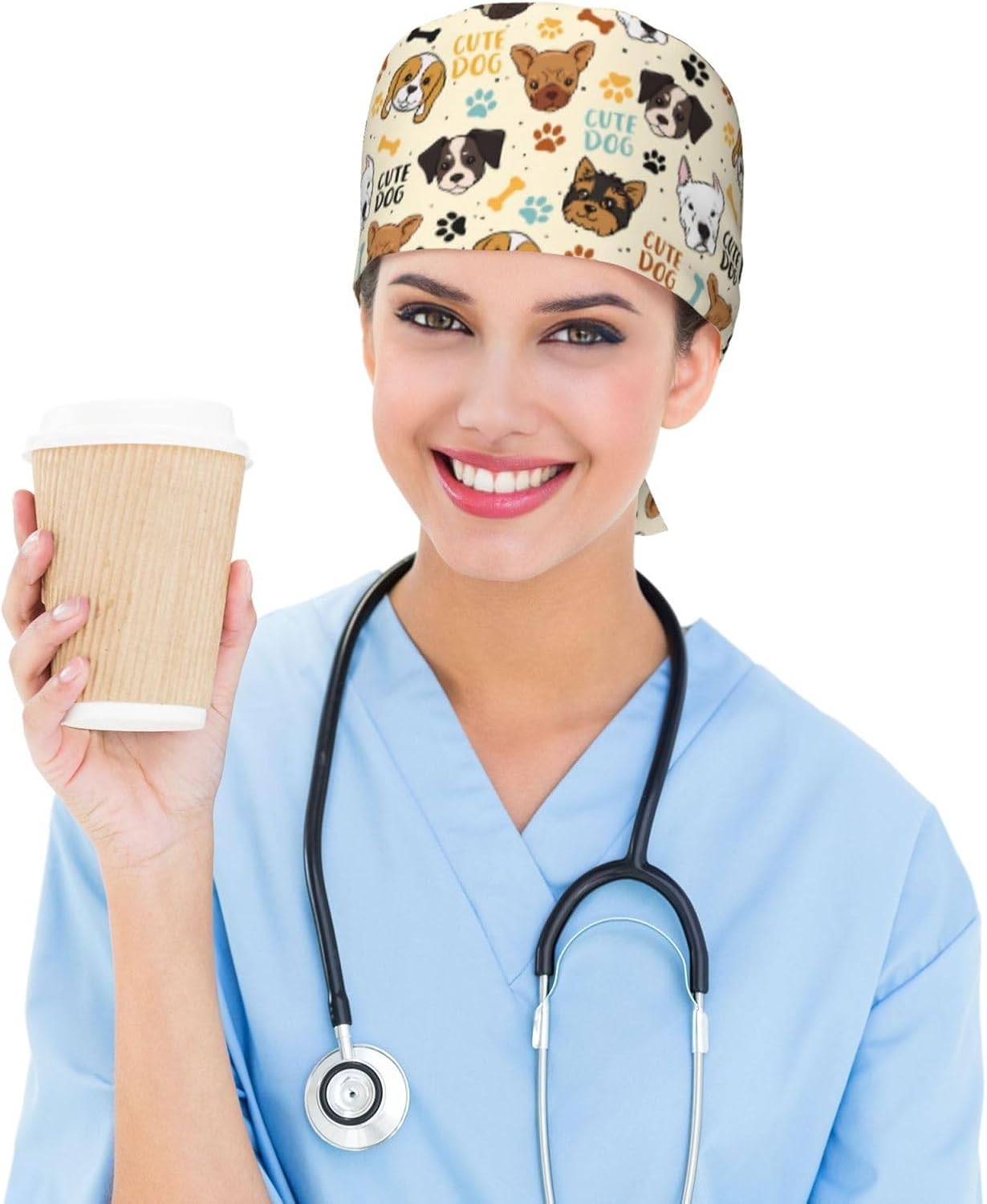 Adjustable Working Cap with Sweatband for Women Men, Moisture Wicking Nurse Surgical Caps for Chef Spa Fits Most Long