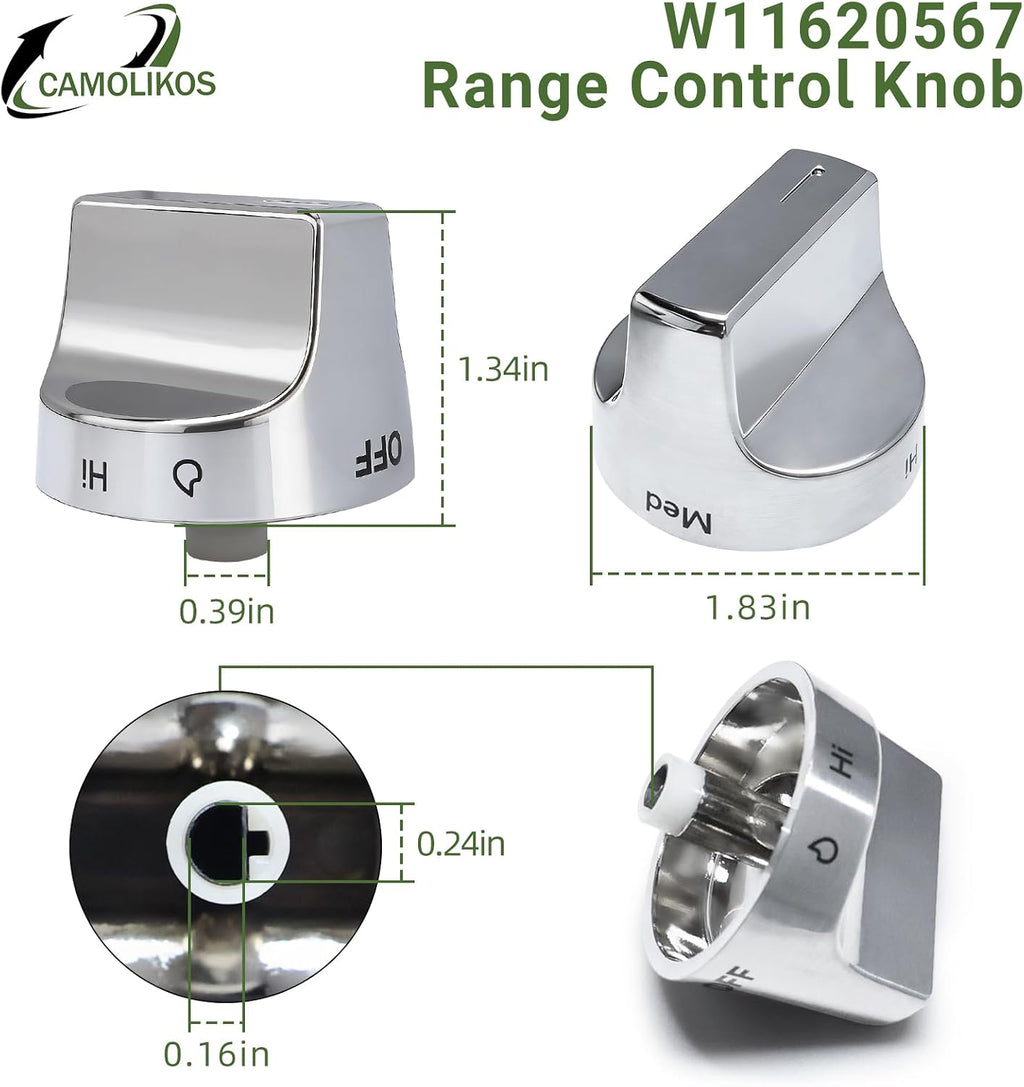 5PC W11620567 Range Control Knob Fits for Whirlpool KitchenAid Maytag Ranges W11620567 Control Knob Replaces 4981570 PS16745048 EAP16745048