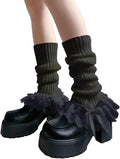 Leg Warmers for Women Y2K Bow Lace Cute Leg Sleeve Socks Ribbed Knit Knee High Ankle Warmers Lolita Accessory