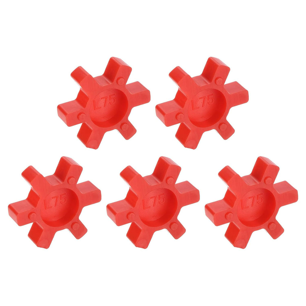uxcell 5pcs L75 Jaw Coupling Insert, Urethane Flexible Solid Type Jaw Coupling Center Insert for L Jaw Coupling L-Jaw Coupler Set, Red