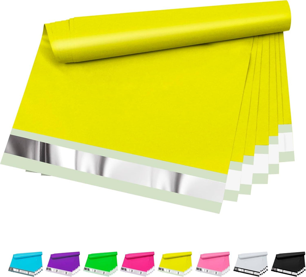 Poly Mailers 10 x 13 Inch, 100 Pcs, Yellow 2.4 Mil Self-Seal Bags