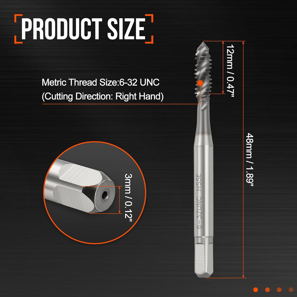 6-32 UNC Spiral Flute Thread Tap M35 High Speed Steel TICN