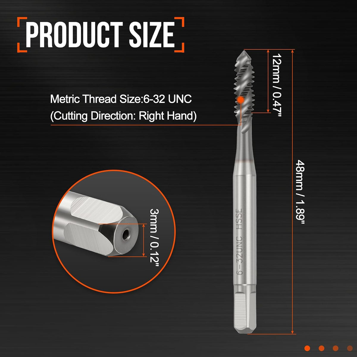 6-32 UNC Spiral Flute Thread Tap M35 High Speed Steel TICN