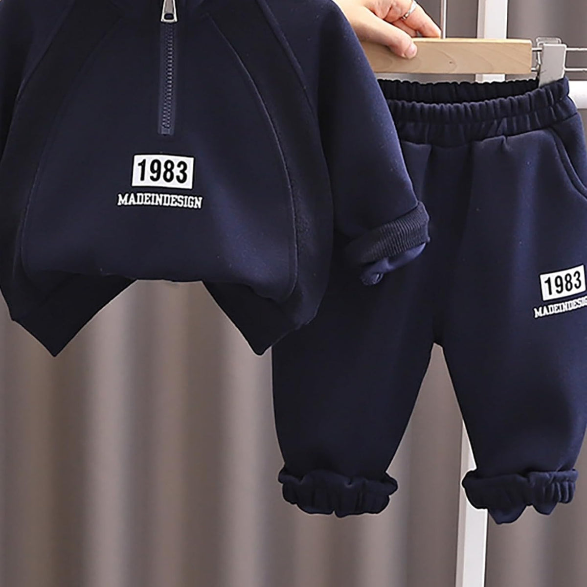Toddler Baby Boy Fall Winter Clothes Half Zip Stand Collar Sweatshirt Long Sleeve Shirt and Pants Sweatshirt for Toddler