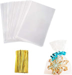 Cellophane Treat Bags, 4x6 In Cellophane Bags With Ties, 100 Pcs