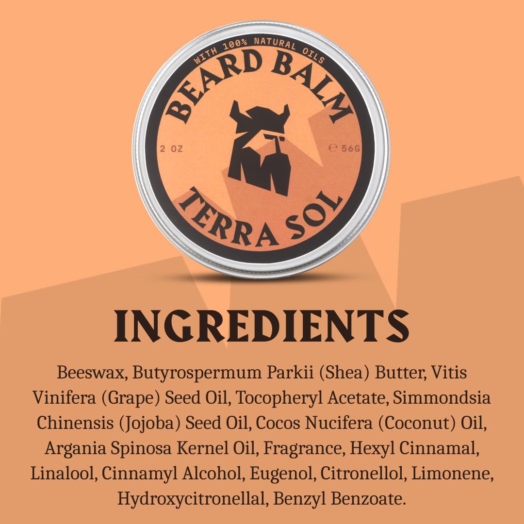 Beard Balm for Men - 2 Oz, Terra Sol Scent