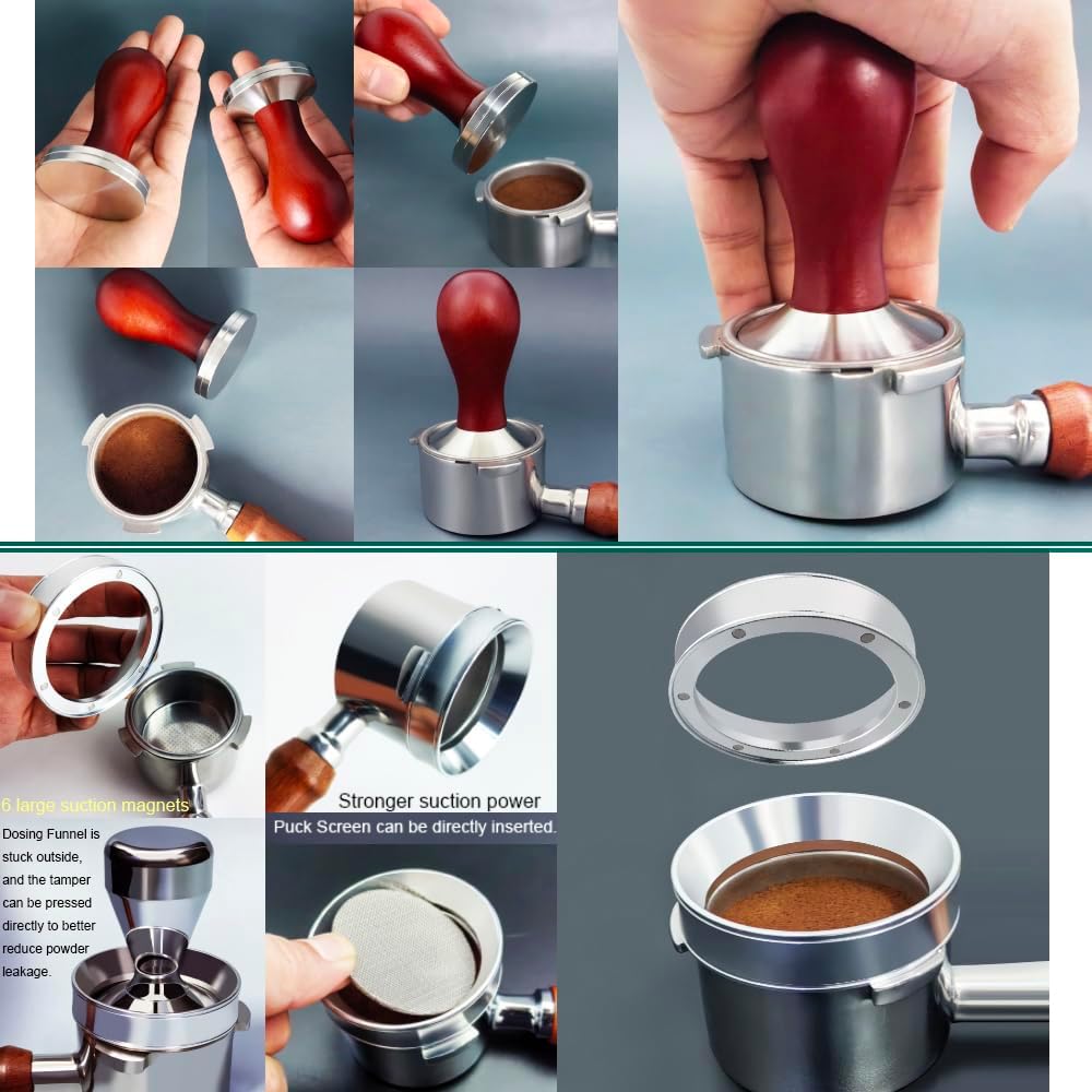 5Pcs/Set Espresso Tamper 51mm Accessories Kit, 51mm Coffee Tamper Espresso Tools Set with WDT Tool, Puck Screen