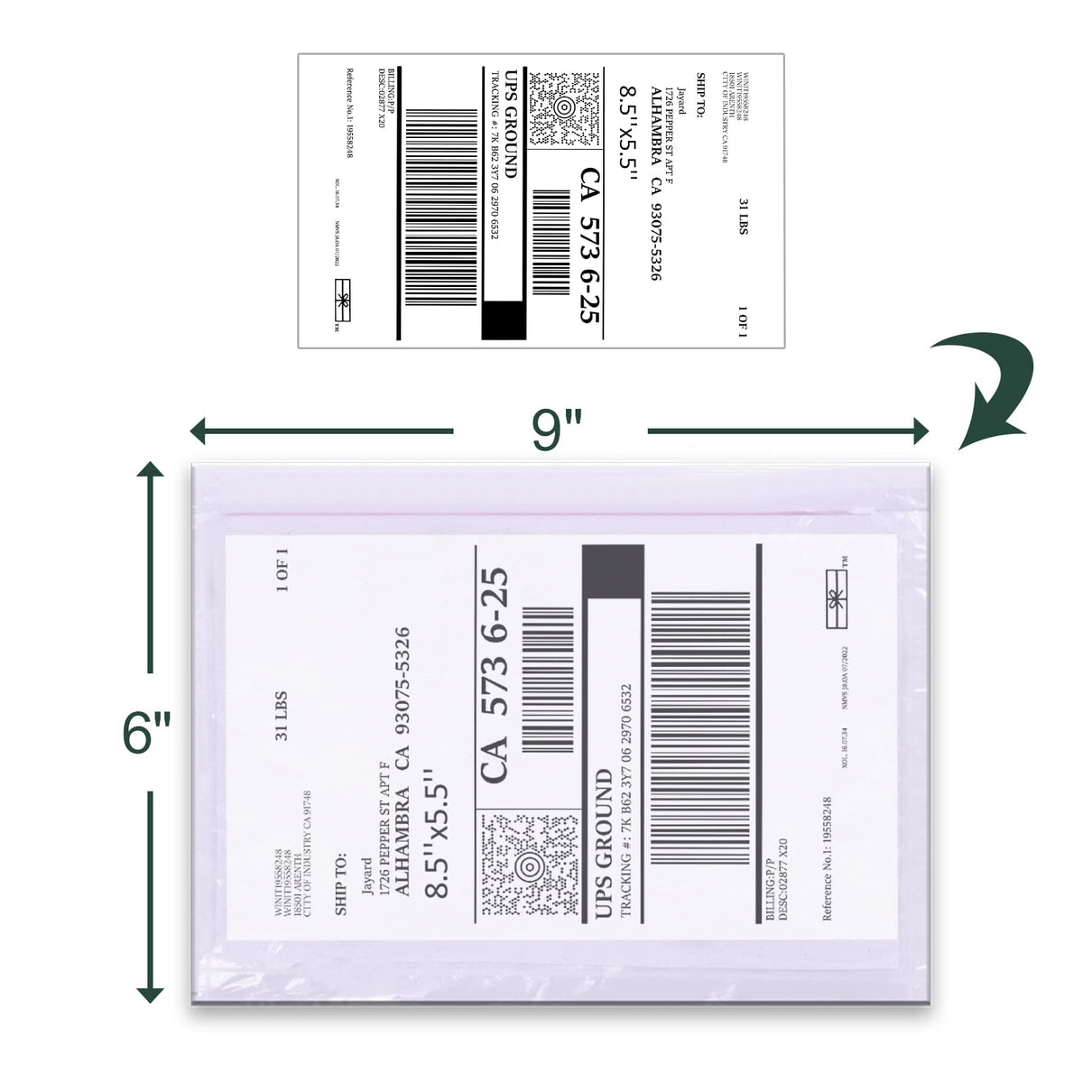 Packing List Pouches, Shipping Label Envelopes Clear Adhesive Top Loading Packing List (6" x 9" - 100 Pcs)