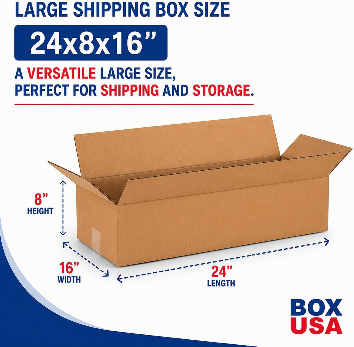 Shipping Boxes Large 24"L x 16"W x 8"H 20-Pack - Corrugated Cardboard Box for Moving, Mailing, Packing, Packaging and