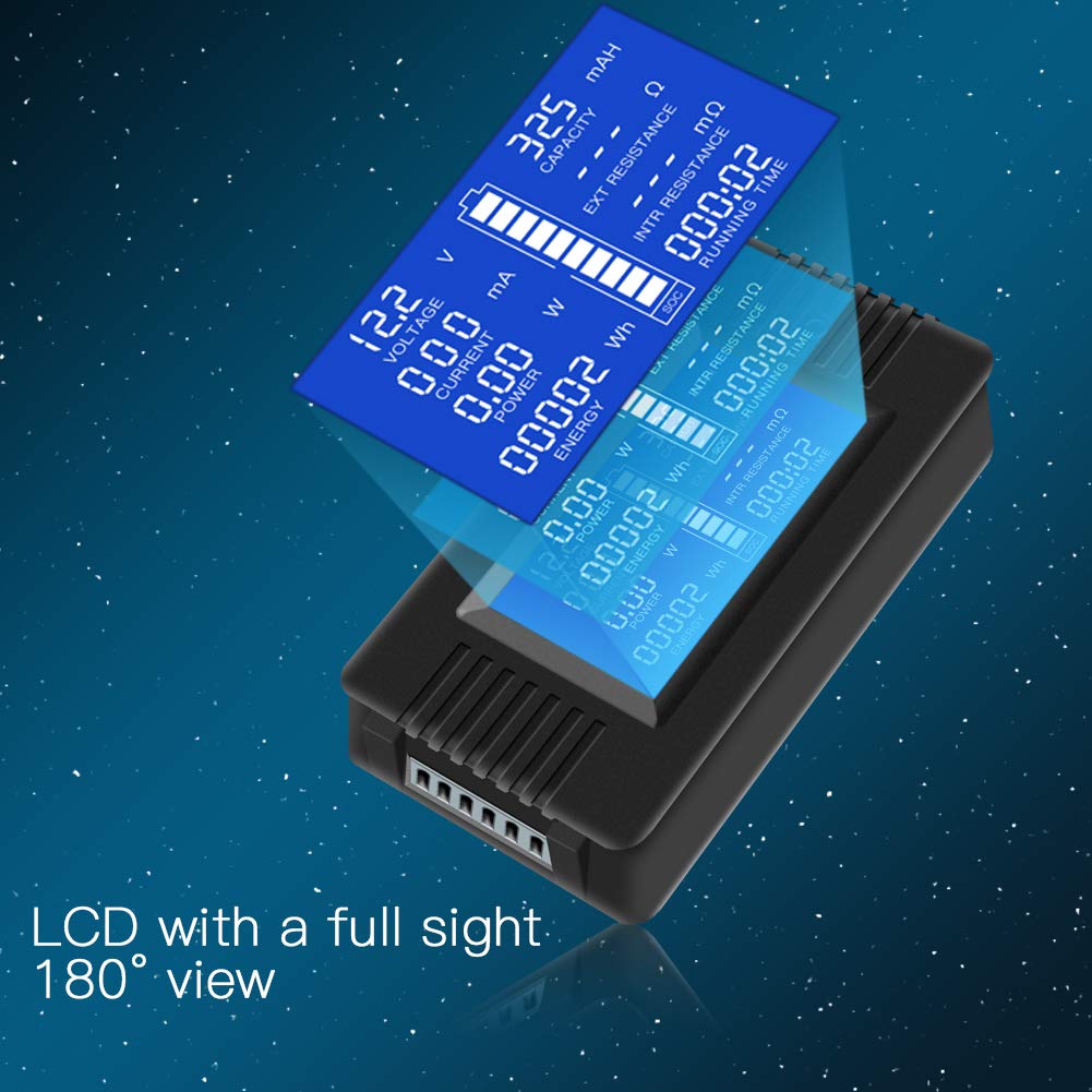 DC 0-200V 300A Battery Monitor with Shunt, 9-in-1 Digital LCD Multimeter | Multimeter for 12V/24V/48V Solar System