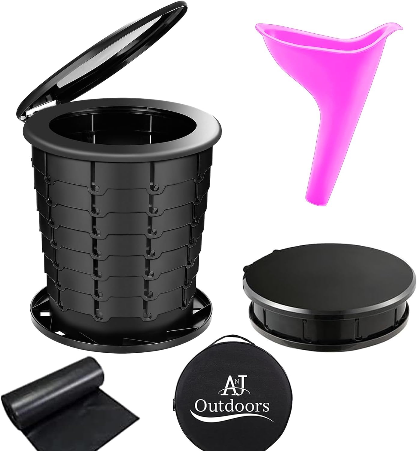 Retractable Camping Toilet with Female Urinal | Adjustable Height Portable Toilet for Adults and Kids | Portable