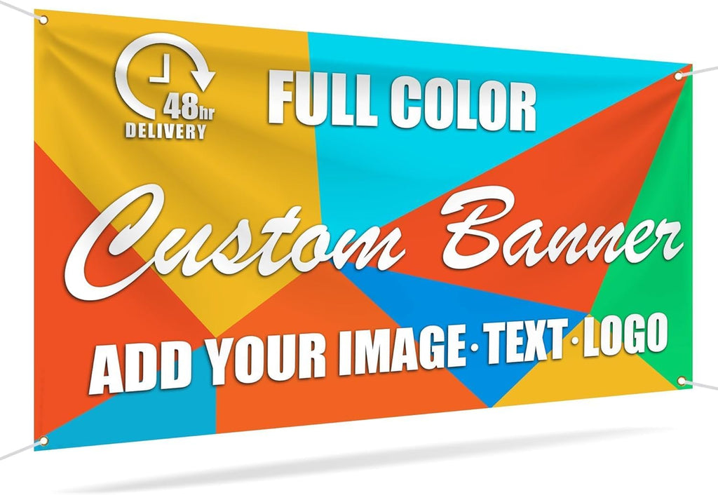 Custom Vinyl Banner-2ft x 4ft Full Color 13oz Banners and Signs Customize for Indoor Outdoor Display, Custom banner |