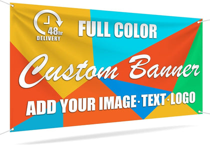 Custom Vinyl Banner-2ft x 4ft Full Color 13oz Banners and Signs Customize for Indoor Outdoor Display, Custom banner |