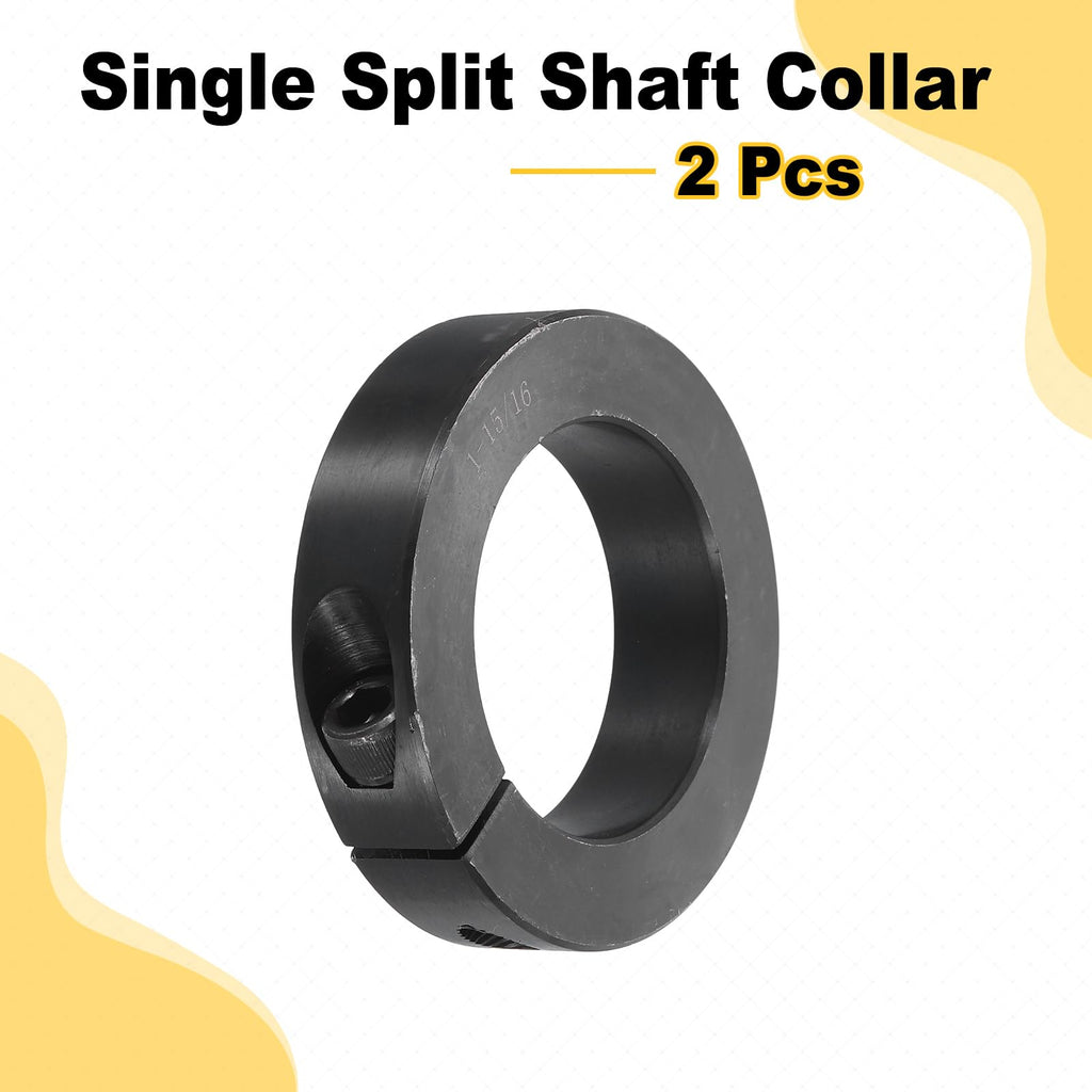 uxcell 2pcs Single Split Shaft Collar 1-15/16" Bore, Black Oxide Steel