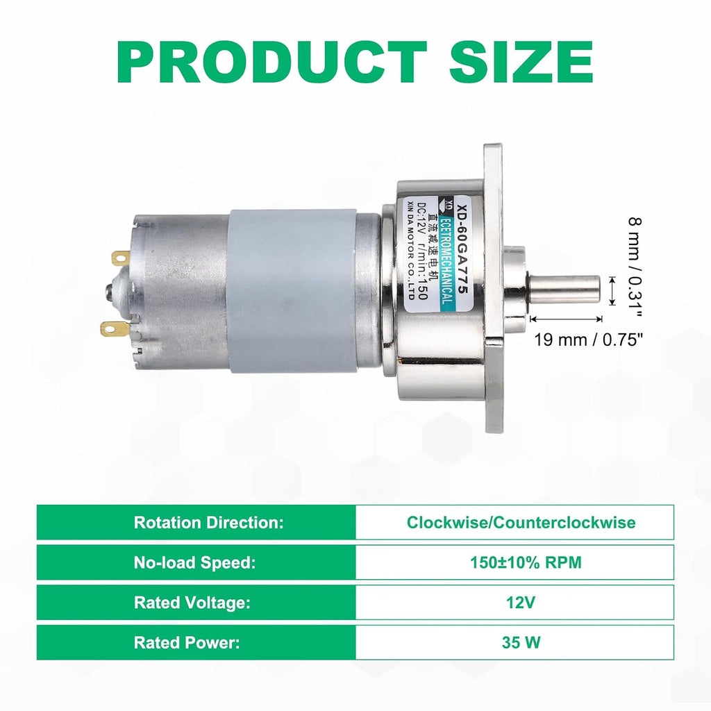 60GA775 Micro DC Gear Motor 35W DC24V 30RPM Silver Power Adjustable